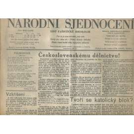 Národní sjednocení, ročník I., číslo 3/1934 (noviny 1. republika) Národní sjednocení, ročník I., číslo 3/1934 (noviny 1. republika)
