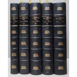 F. L. Věk  - KOMPLET 5 svazků - VAZBA z KŮŽE - Jirásek [Obraz dob našeho národního probuzení - historický román, národní obrození; polokožená vazba]