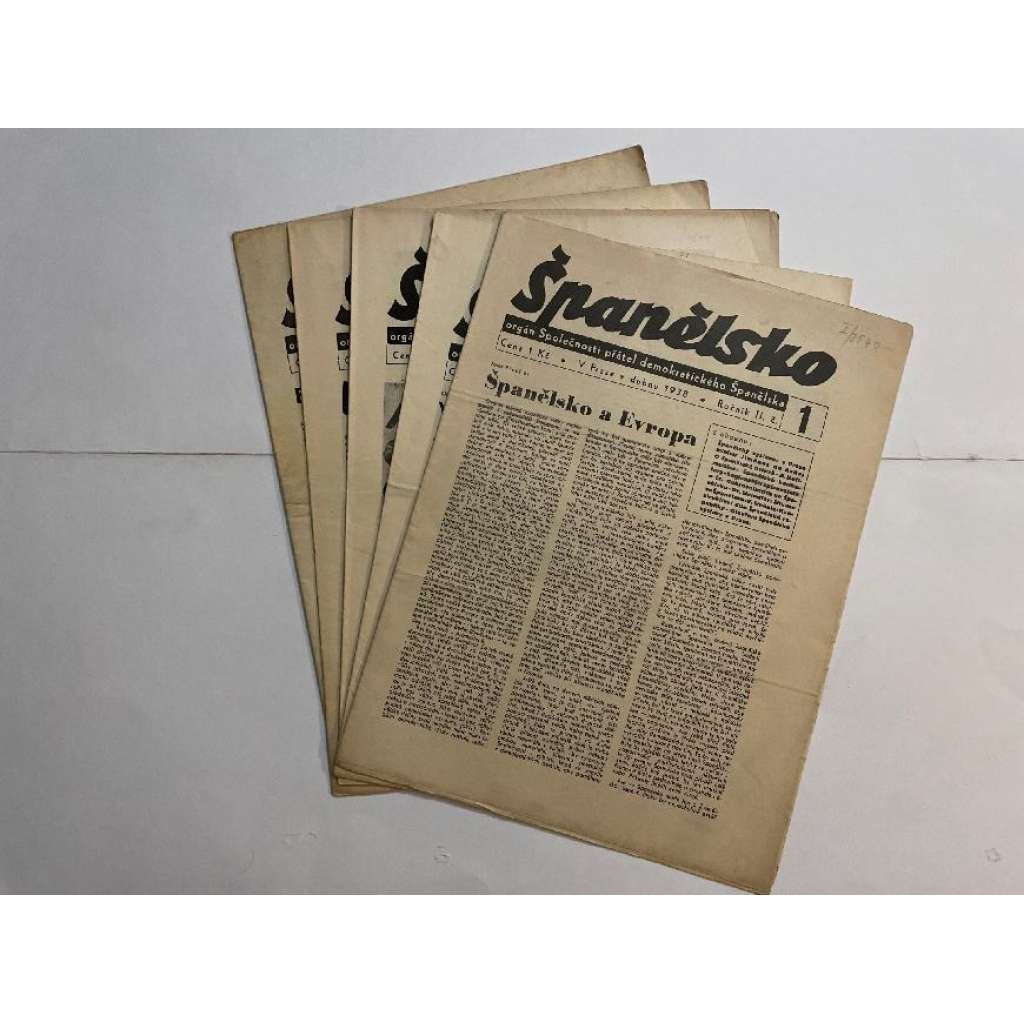 Španělsko, ročník II, čísla 1-5/1938. Orgán Společnosti přátel demokratického Španělska (časopis, noviny) - 5 čísel Španělsko, ročník II, čísla 1-5/1938. Orgán Společnosti přátel demokratického Španělska (časopis, noviny) - 5 čísel