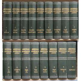 ENCYKLOPEDIE BROCKHAUS - 17 SVAZKŮ KOMPLET - VAZBY - Brockhaus Conversations-Lexikon (obsahuje barevné chromolitografie - ilustrace)