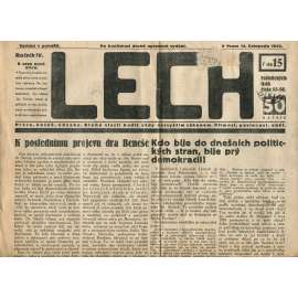 Lech, ročník IV., číslo 15/1932 (noviny, 1. republika) Lech, ročník IV., číslo 15/1932 (noviny, 1. republika)