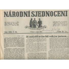 Národní sjednocení, číslo 25/1935 (noviny 1. republika)