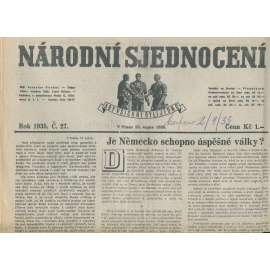 Národní sjednocení, číslo 27/1935 (noviny 1. republika)