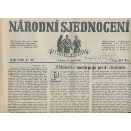 Národní sjednocení, číslo 28/1935 (noviny 1. republika)
