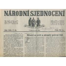 Národní sjednocení, číslo 33/1935 (noviny 1. republika)