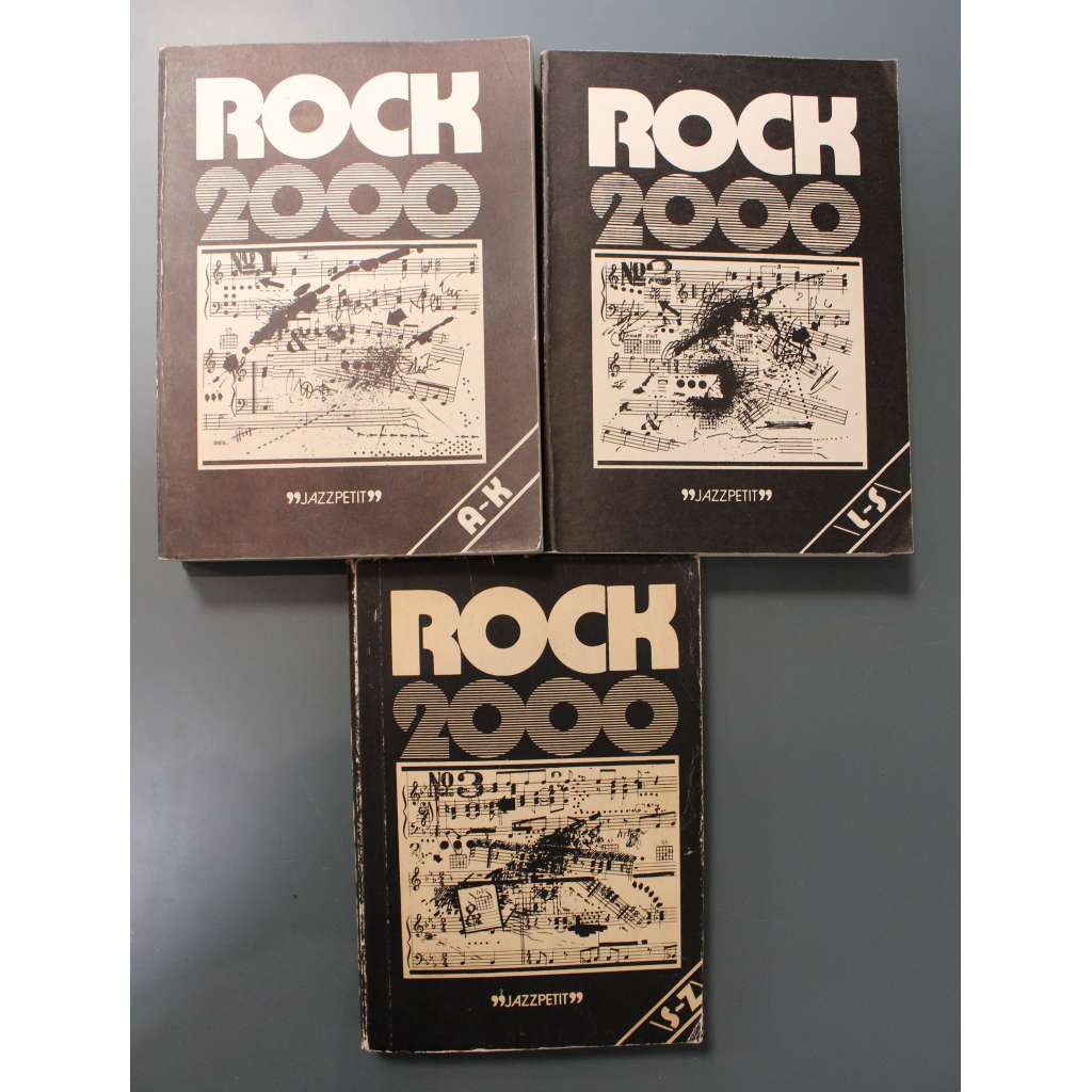 Rock 2000, 3 svazky [edice Jazzpetit; encyklopedie rockové hudby, hudební skupiny, mj. Beatles, Black Sabbath, Canned Heat, Bob Dylan, Elton John, Rolling Stones)