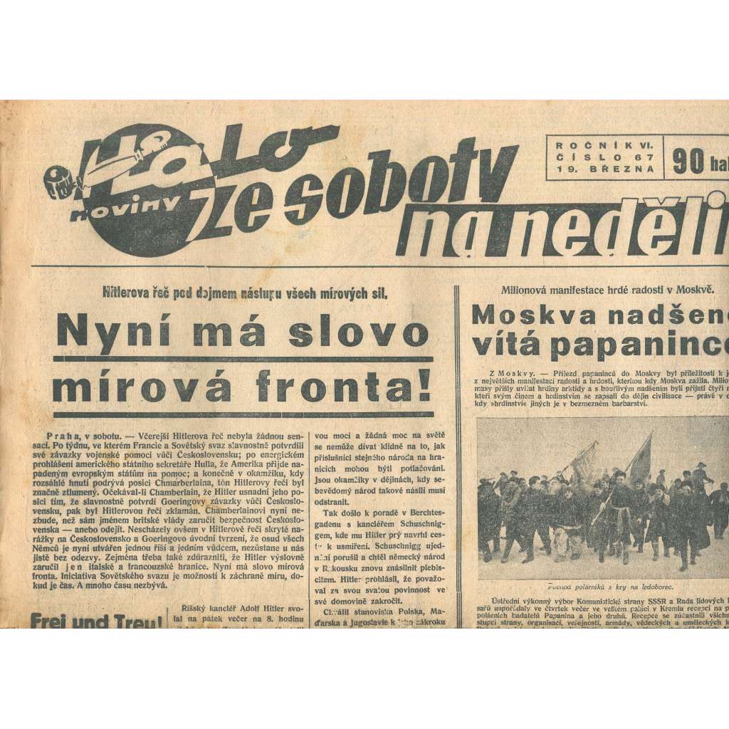 Halo noviny, ročník VI., číslo 67/1938 Halo noviny, ročník VI., číslo 67/1938