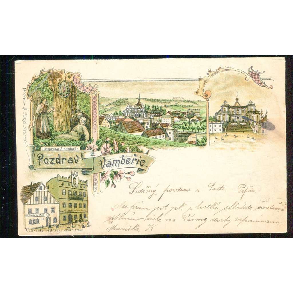 Vambeřice, Wambierzyce, Klodzko, Polska, litografie