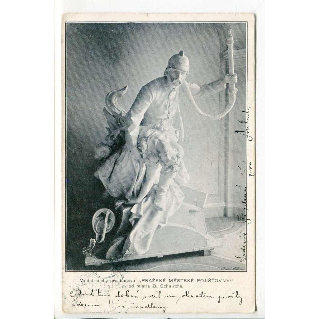 Praha, socha [model sochy pro budovu Pražské městské pojišťovny, Pražská městská pojišťovna]