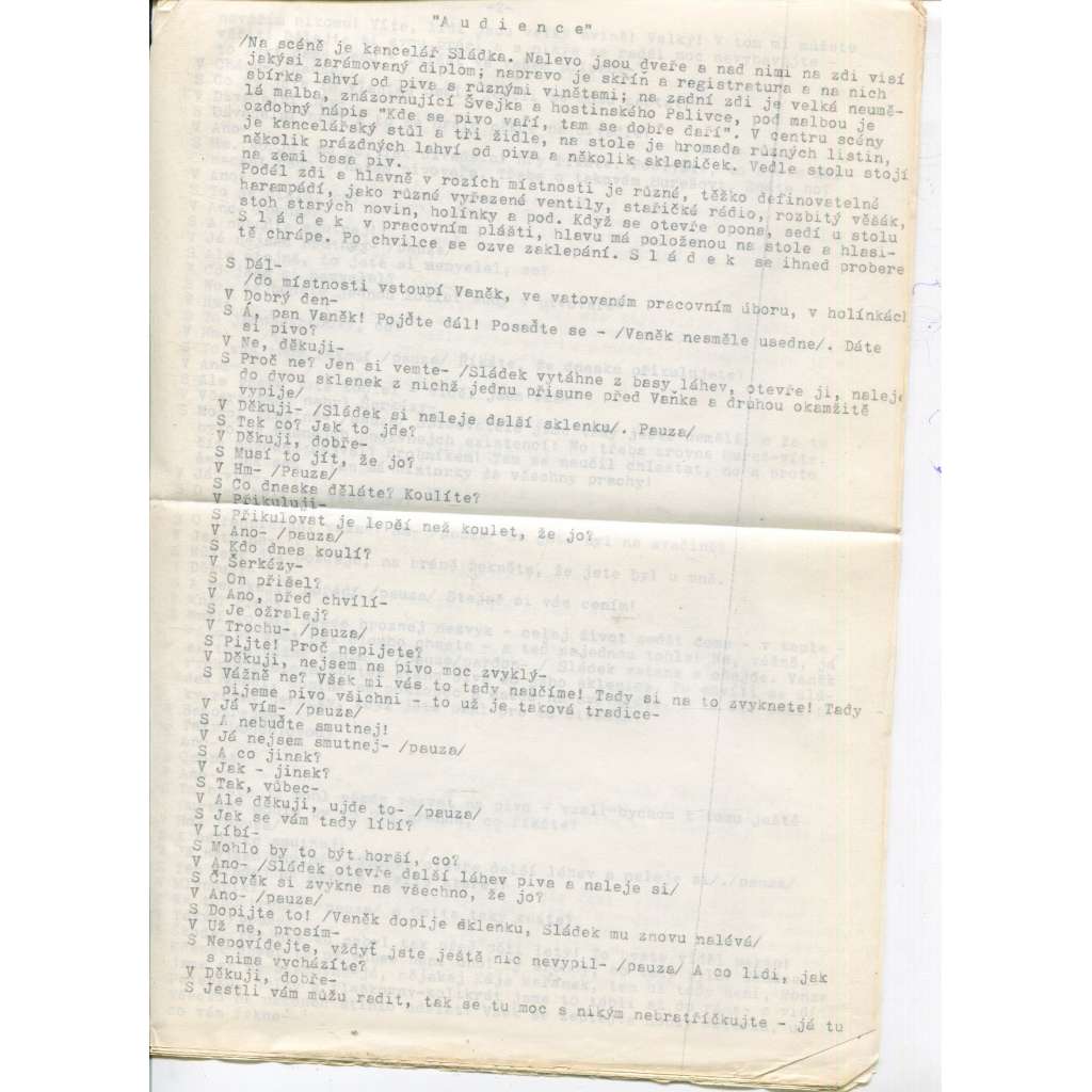 Audience (Václav Havel) [samizdat; - divadelní hra] - 1970