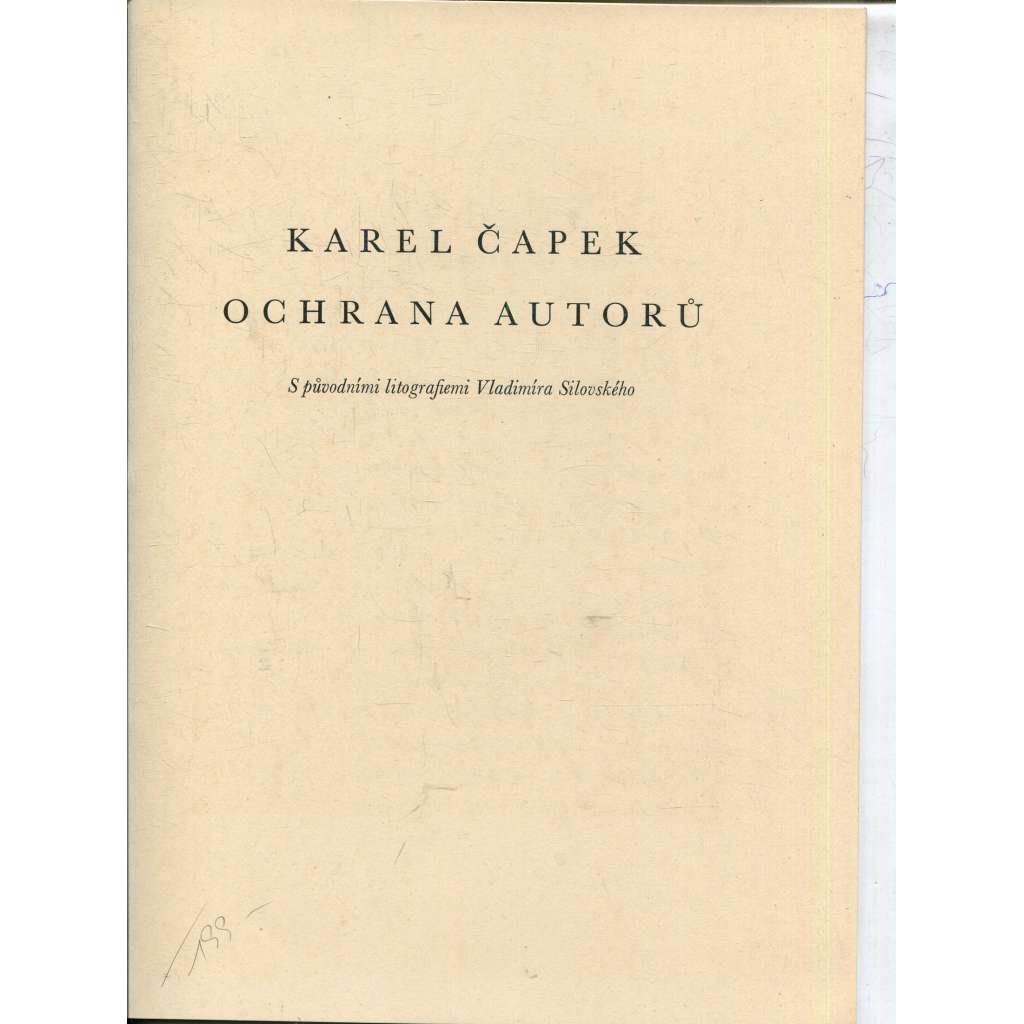 Ochrana autorů (Karel Čapek) - litografie Vladimír Silovský