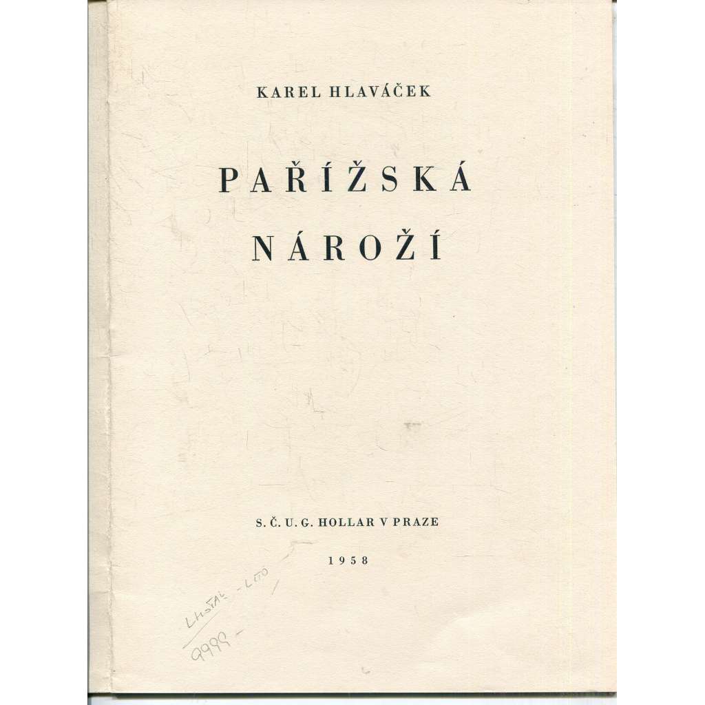 Pařížská nároží (9 x litografie Kamil Lhoták)