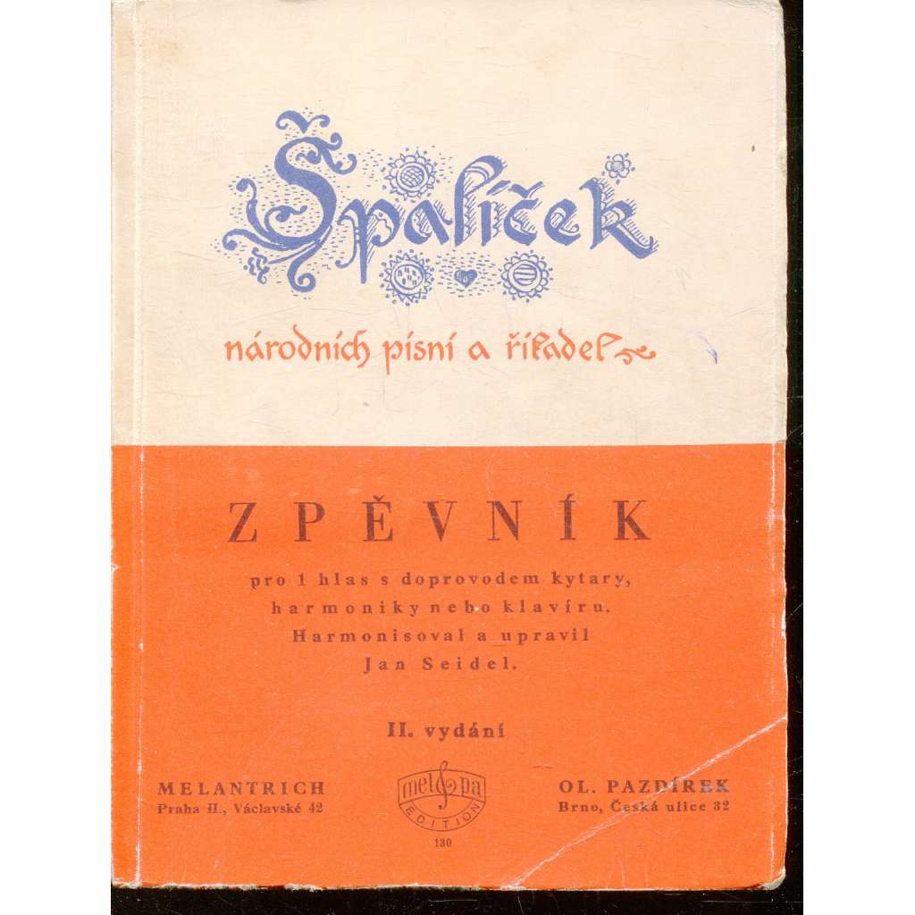 Špalíček národních písní a říkadel  [zpěvník, národní písně, noty]