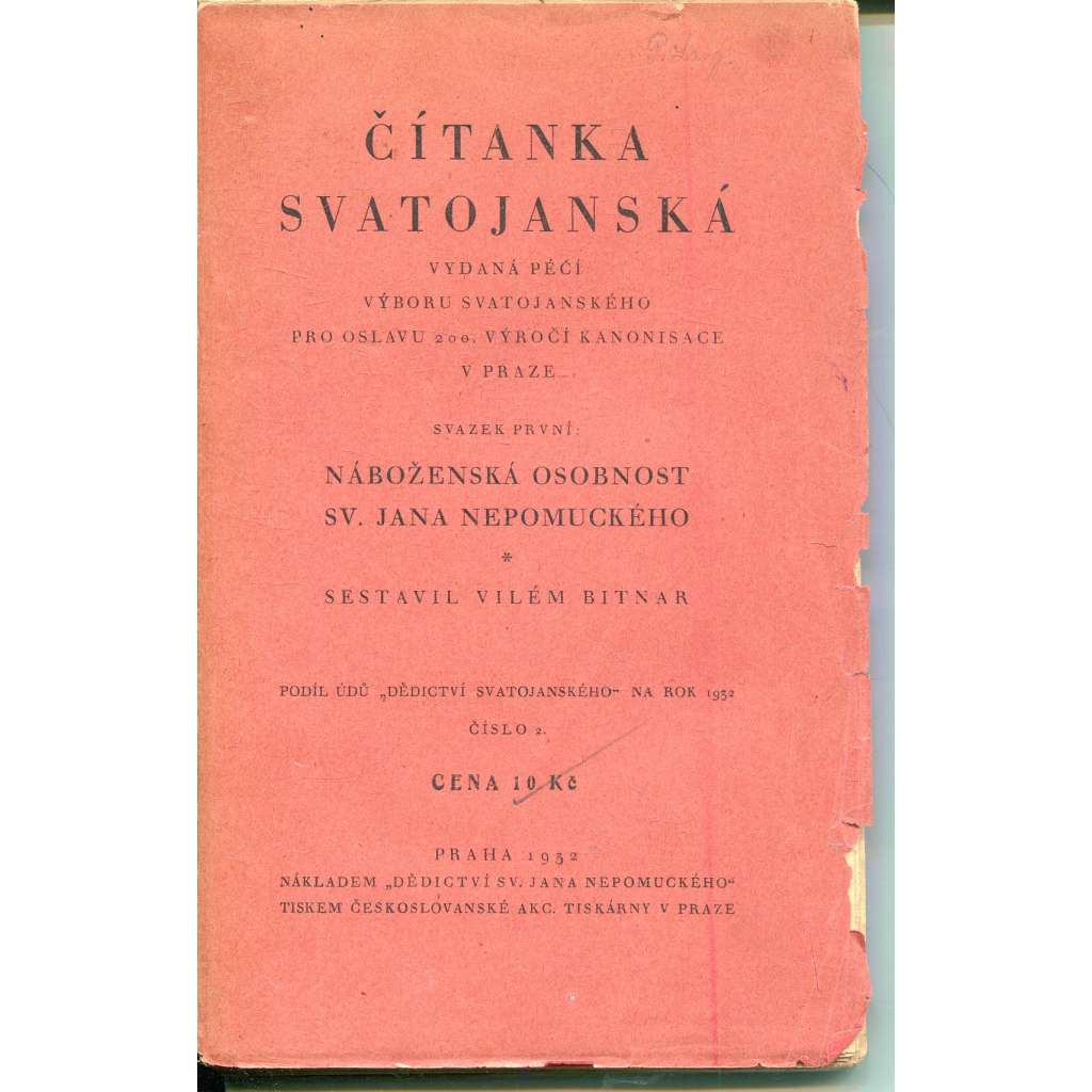 Čítanka svatojanská, sv. I. Náboženská osobnost sv. Jana Nepomuckého (Jan Nepomucký)