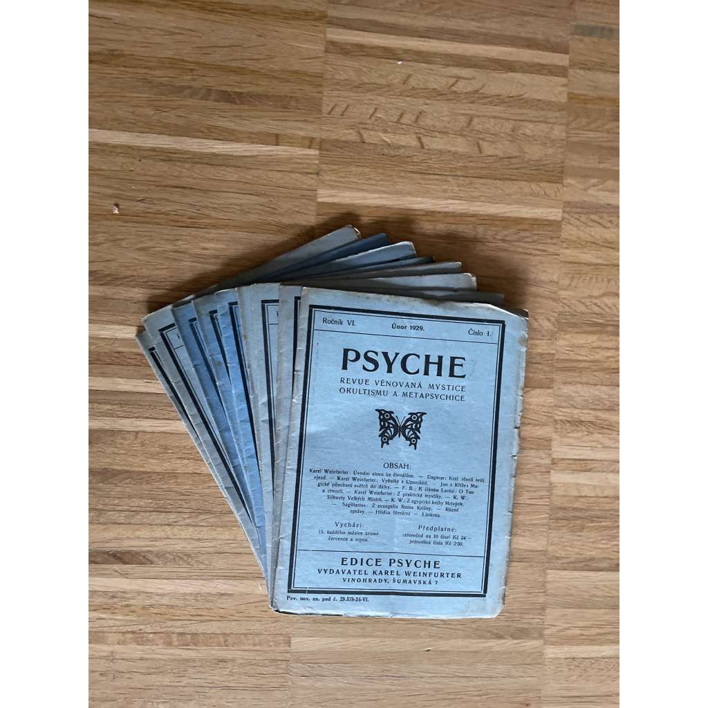 Psyche, ročník VI./1929-1930, čísla 1.-10. (Revue věnovaná mystice, okultismu a metapsychice)