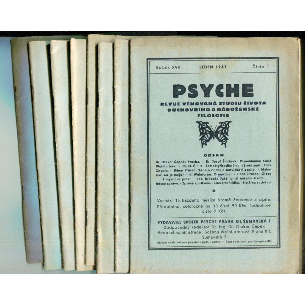 Psyche, ročník XVIII./1947, čísla 1.-10. (Revue věnovaná studiu života duchvního a náboženské filosofie)