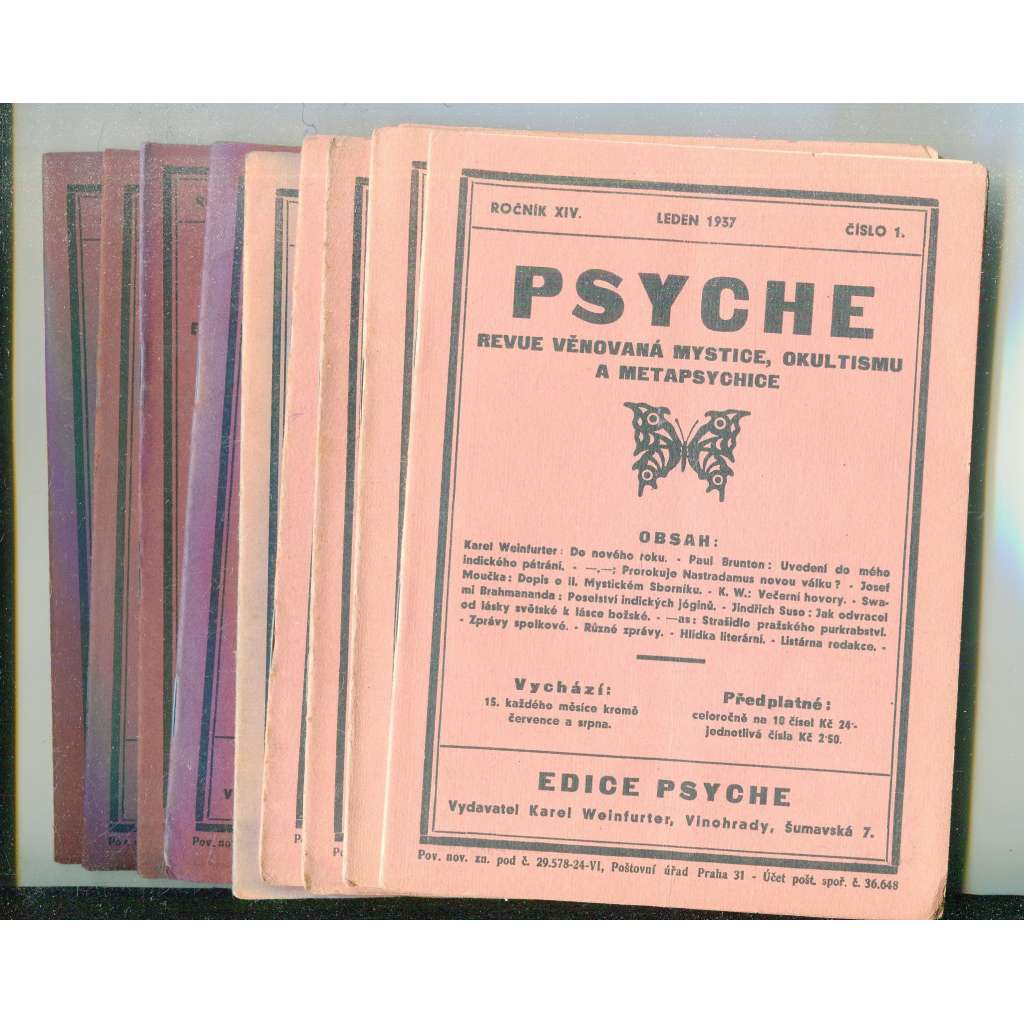 Psyche, ročník XIV./1937, čísla 1.-10. (Revue věnovaná mystice, okultismu a metapsychice)