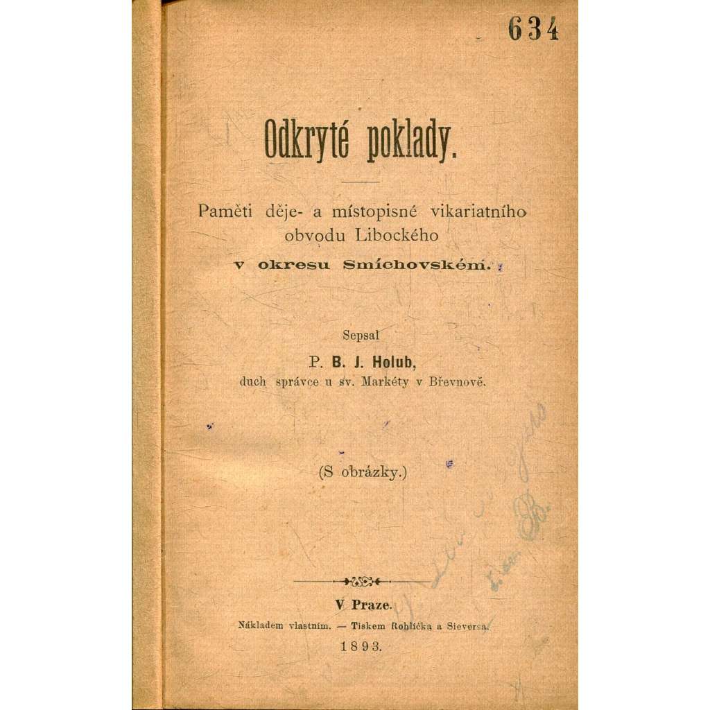 Odkryté poklady - Paměti děje- a místopisné vikariatního obvodu Libockého v okresu Smíchovském (Liboc, Břevnov, Praha)