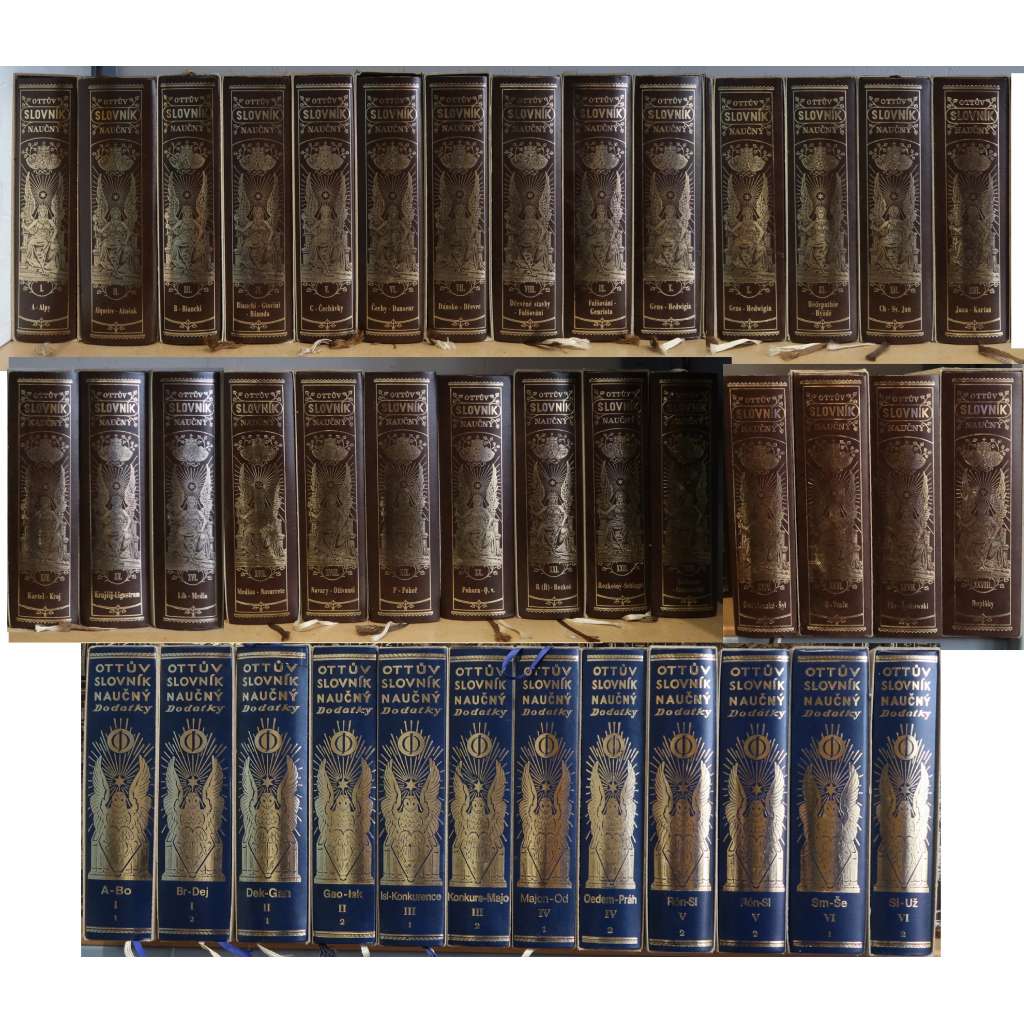 OTTŮV SLOVNÍK NAUČNÝ - KOMPLET 40 SVAZKŮ -NOVÉ VYDÁNÍ - VÝBORNÝ STAV - SLEVA - KRÁSNÉ VAZBY [nejrozsáhlejší výkladová encyklopedie všech oborů]