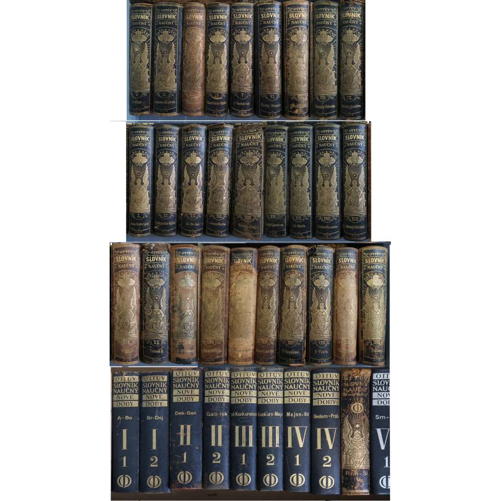OTTŮV SLOVNÍK NAUČNÝ - 38 SVAZKŮ - 28 kompletní základní řada + 10 DODATKY - SLEVA - VAZBA KŮŽE - (encyklopedie všech oborů - mj. historie, přírodní vědy, místopis, výkladová hesla)