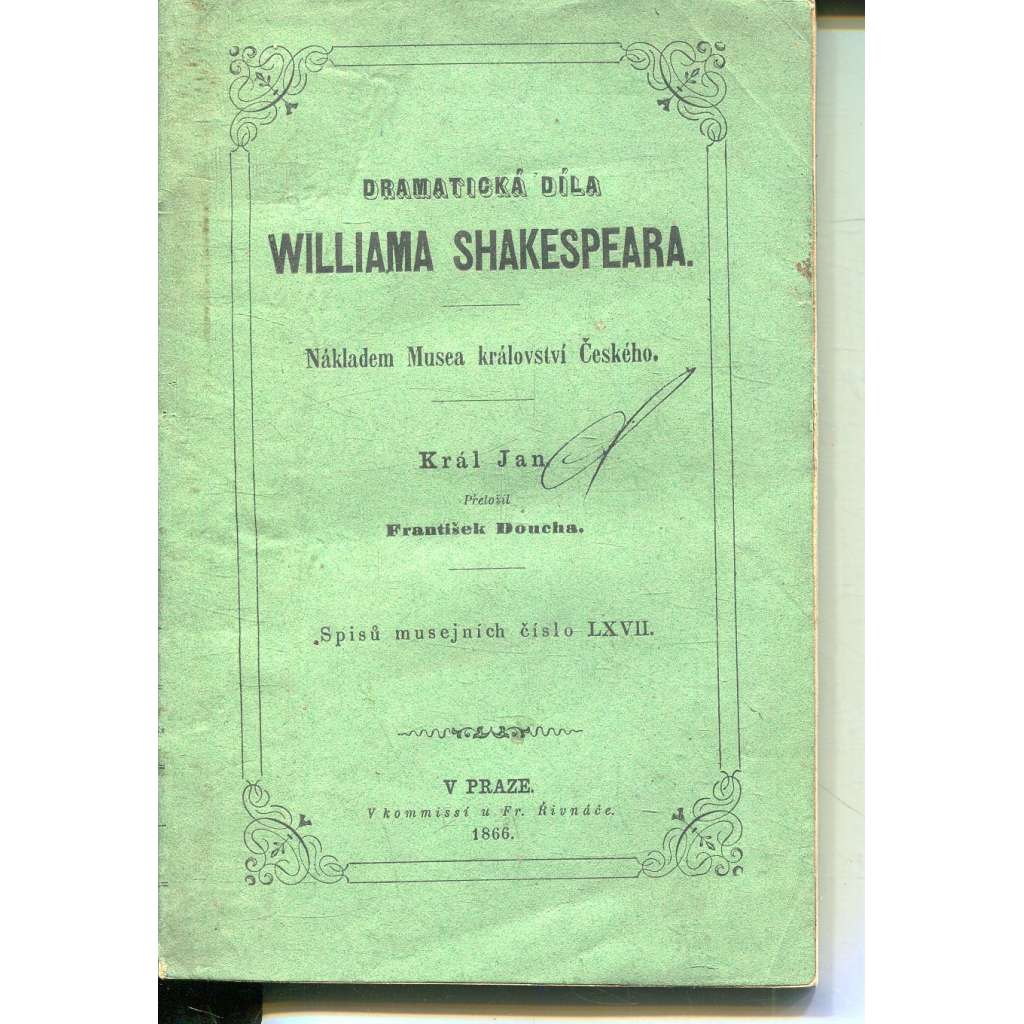 Dramatická díla Williama Shakespeara. Král Jan (1866)