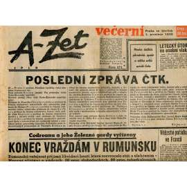 A-Zet večerní, číslo 271/1938 (staré noviny)