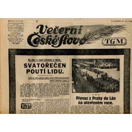 Večerní České slovo, ročník XIX., číslo 219/1937 (staré noviny) - T. G. Masaryk