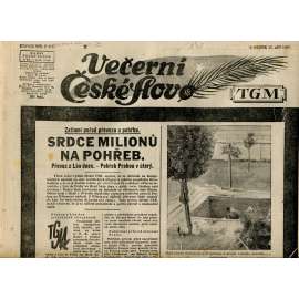 Večerní České slovo, ročník XIX., číslo 217/1937 (staré noviny) - T. G. Masaryk