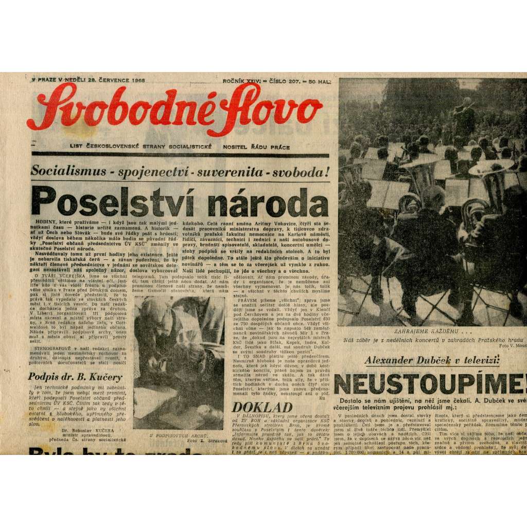 Svobodné slovo (28.7.1968) - staré noviny