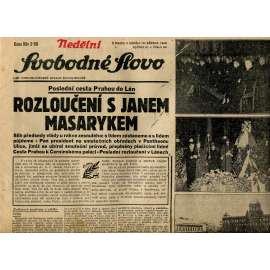 Svobodné slovo (14.3.1948) - staré noviny (Jan Masaryk)