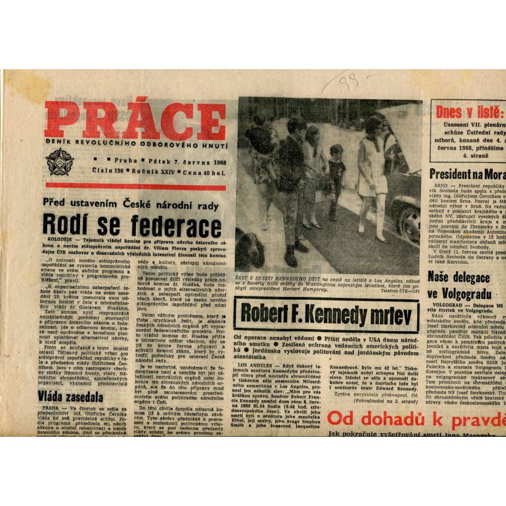 Práce. Deník revolučního odborového hnutí (7.6.1968) - staré noviny Práce. Deník revolučního odborového hnutí (7.6.1968) - staré noviny