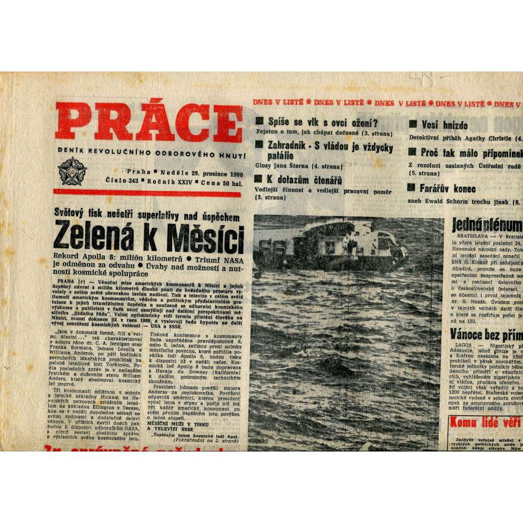 Práce. Deník revolučního odborového hnutí (29.127.1968) - staré noviny Práce. Deník revolučního odborového hnutí (29.127.1968) - staré noviny