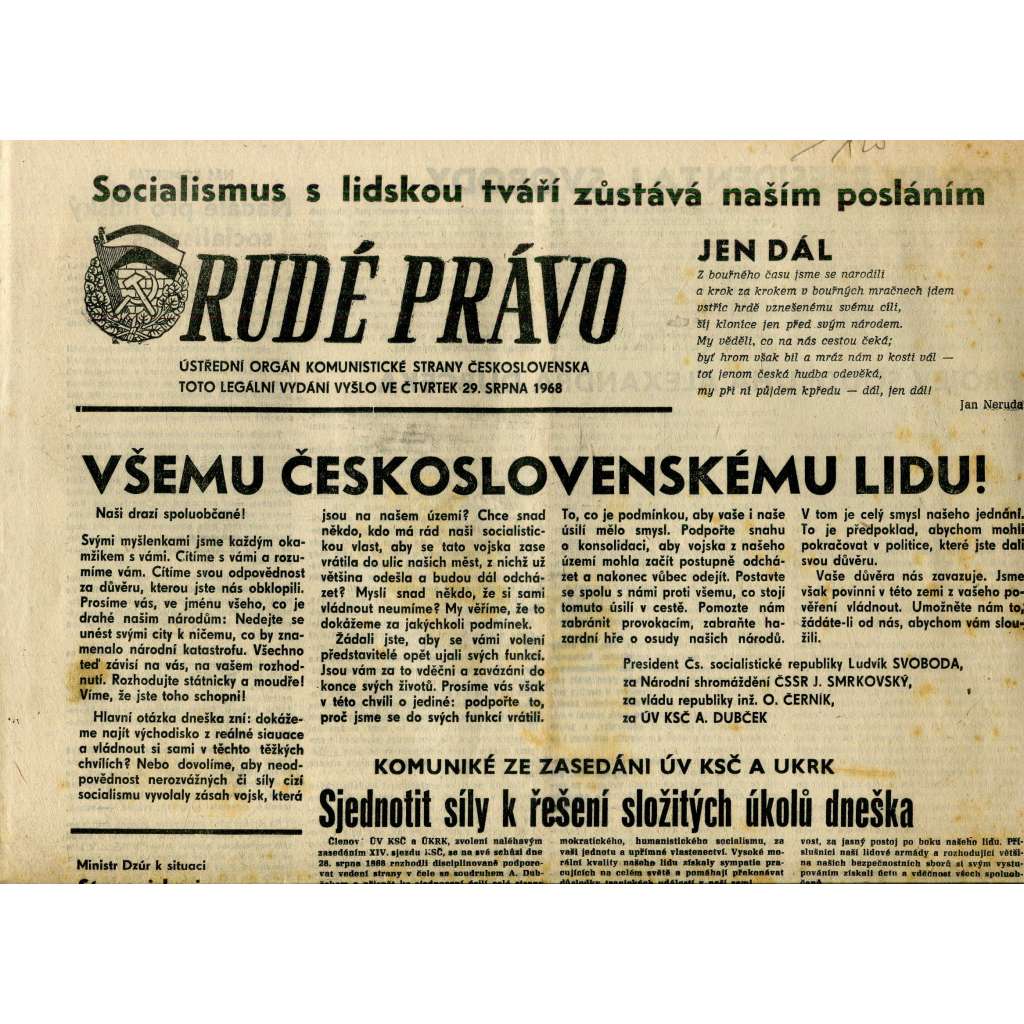 Rudé právo (29.8.1968) - staré noviny Rudé právo (29.8.1968) - staré noviny