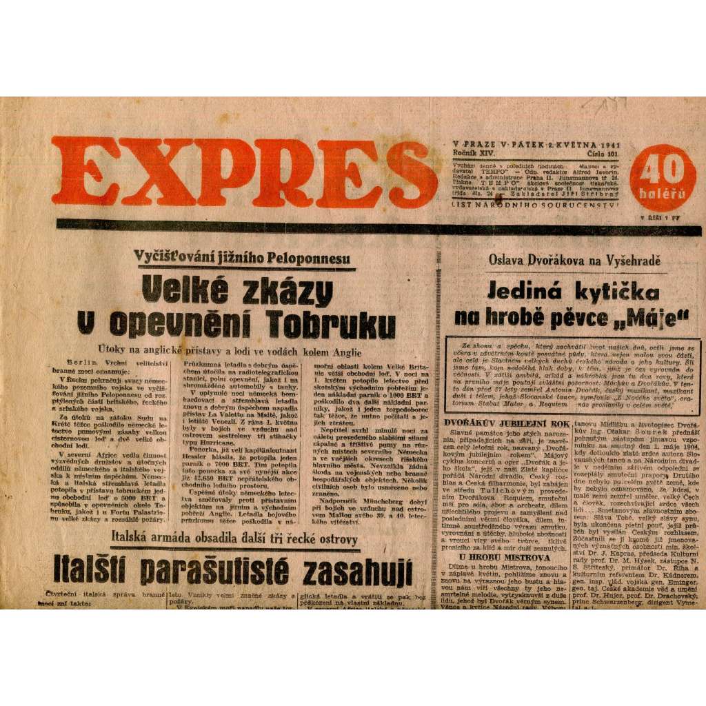 Expres (2.5.1941) staré noviny