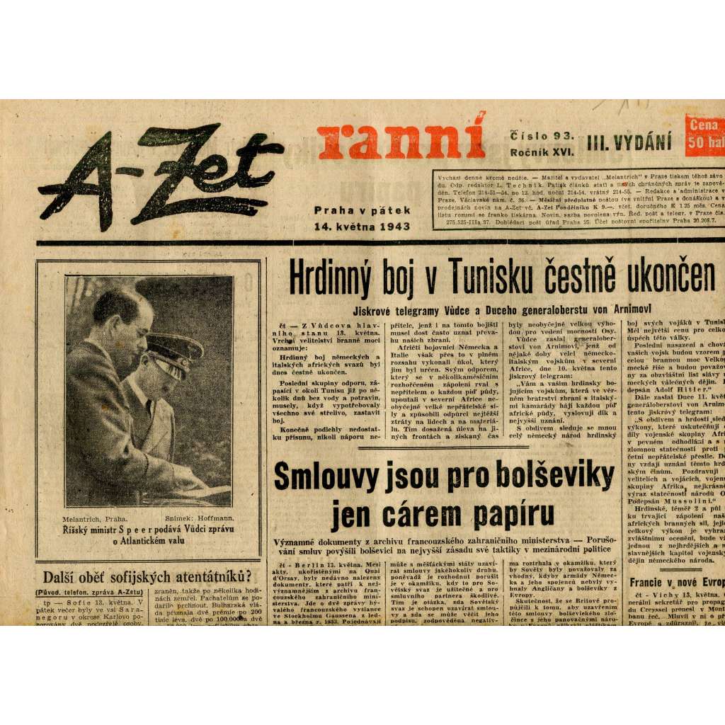 A-Zet ranní (14.5.1943) - staré noviny