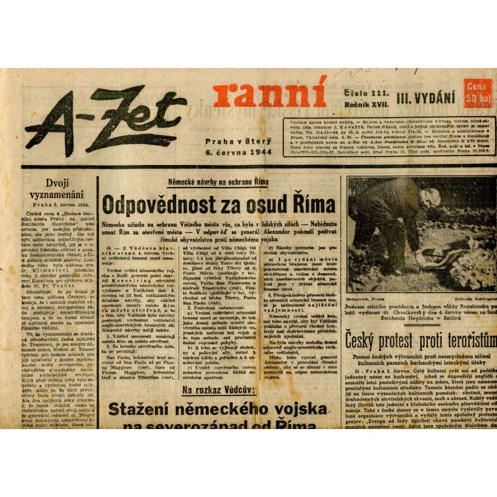 A-Zet ranní (6.6.1944) - staré noviny