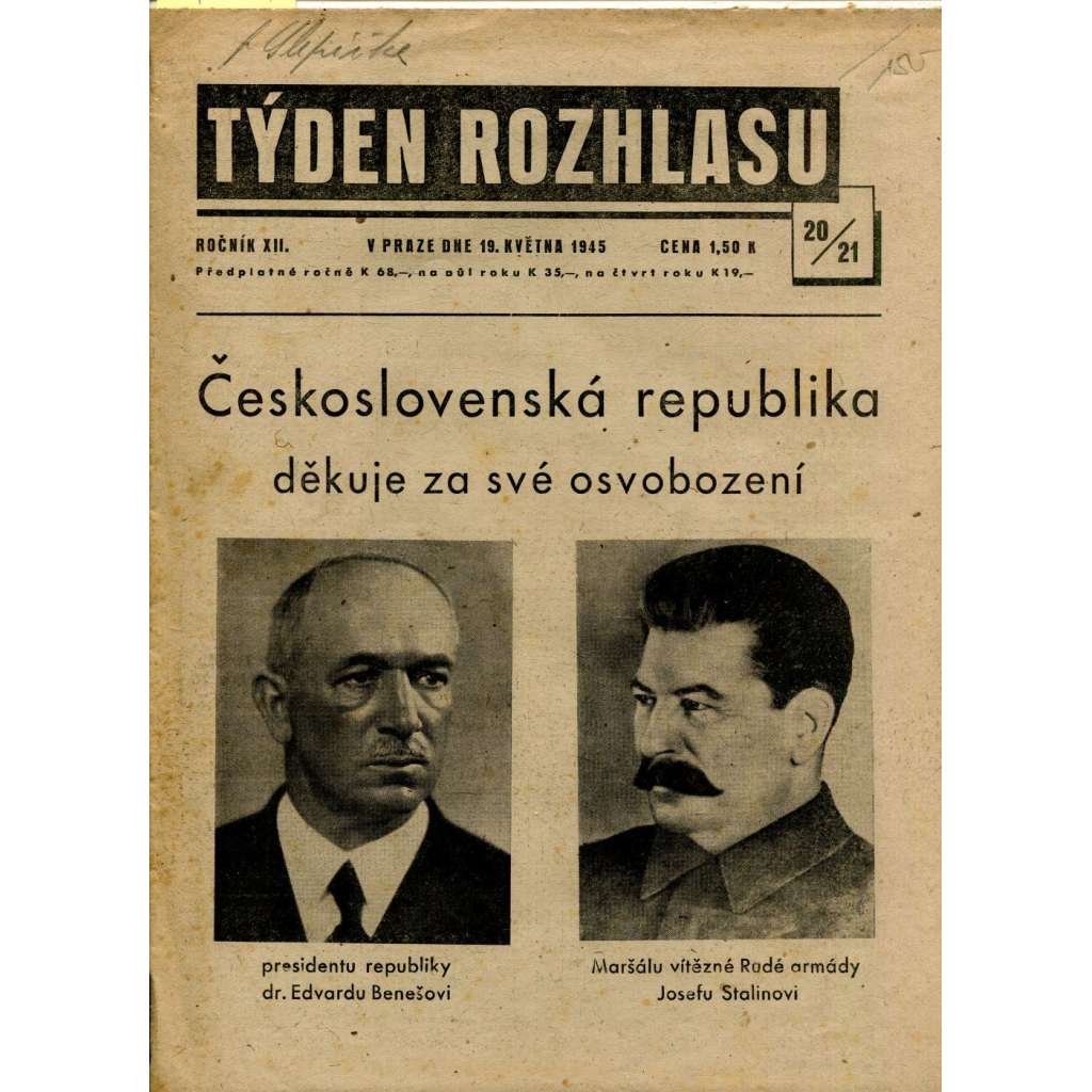 Týden rozhlasu (19.5.1945) - staré noviny