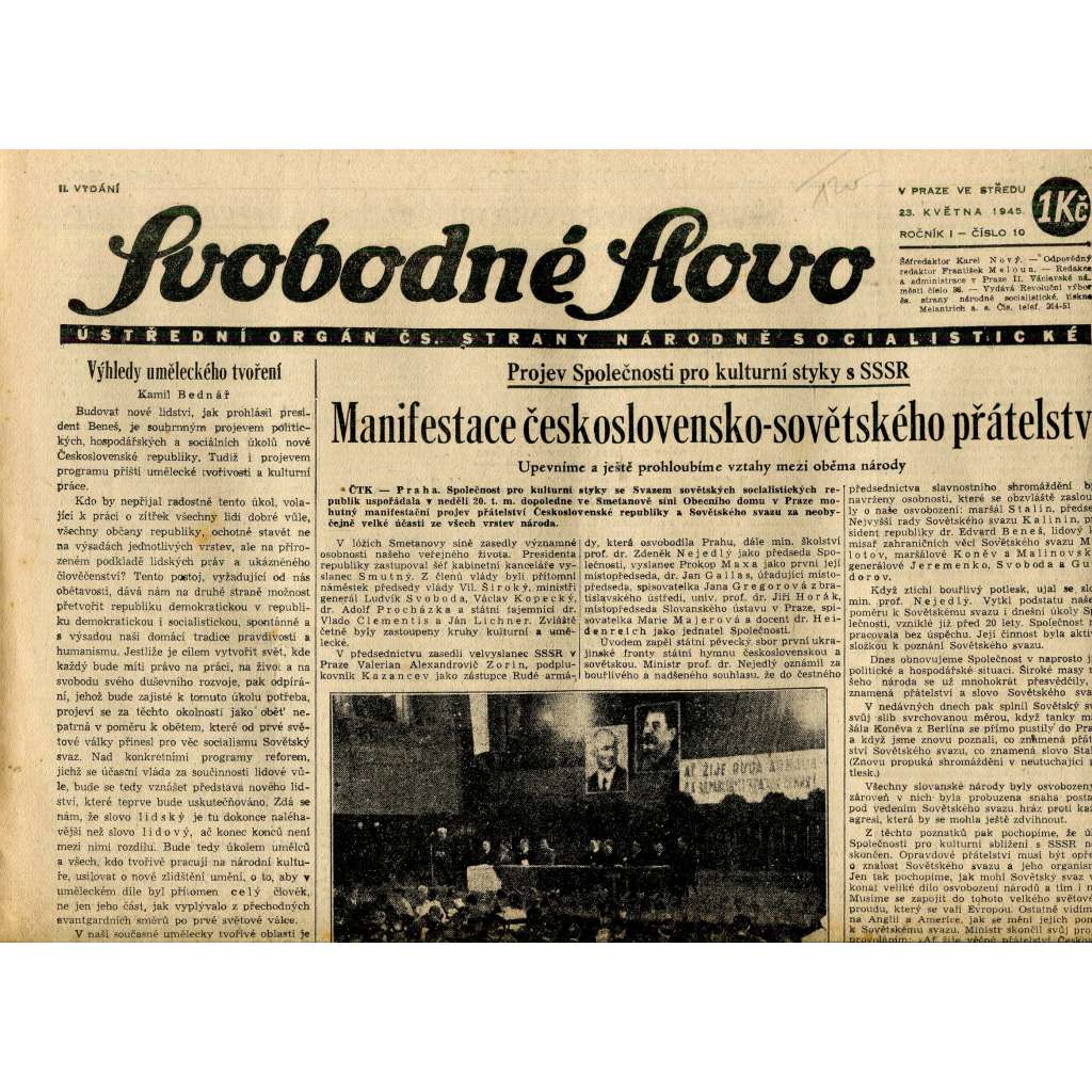 Svobodné slovo (23.5.1945) - staré noviny