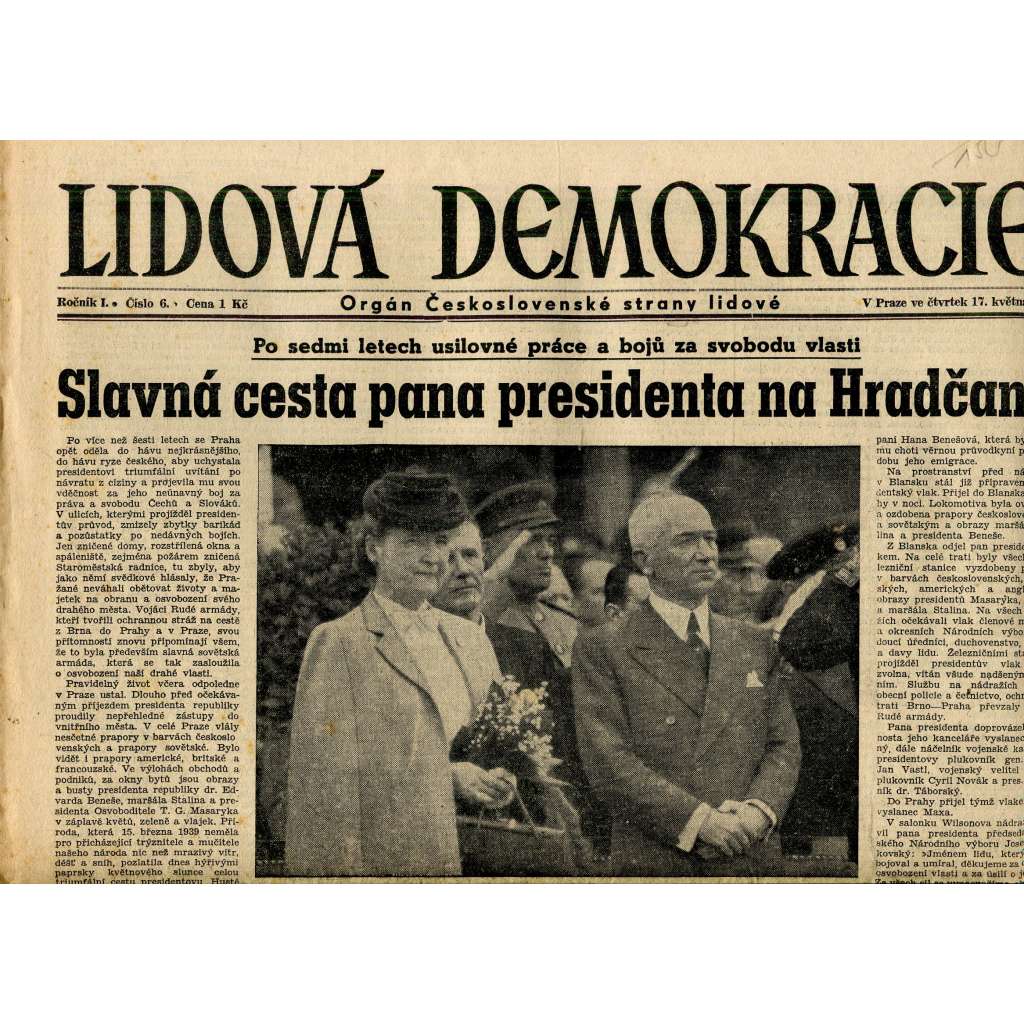 Lidová demokracie (17.5.1945) - staré noviny