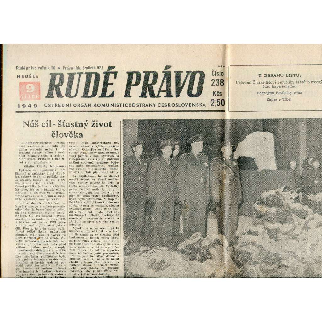 Rudé právo (9.10.1949) staré noviny Rudé právo (9.10.1949) staré noviny