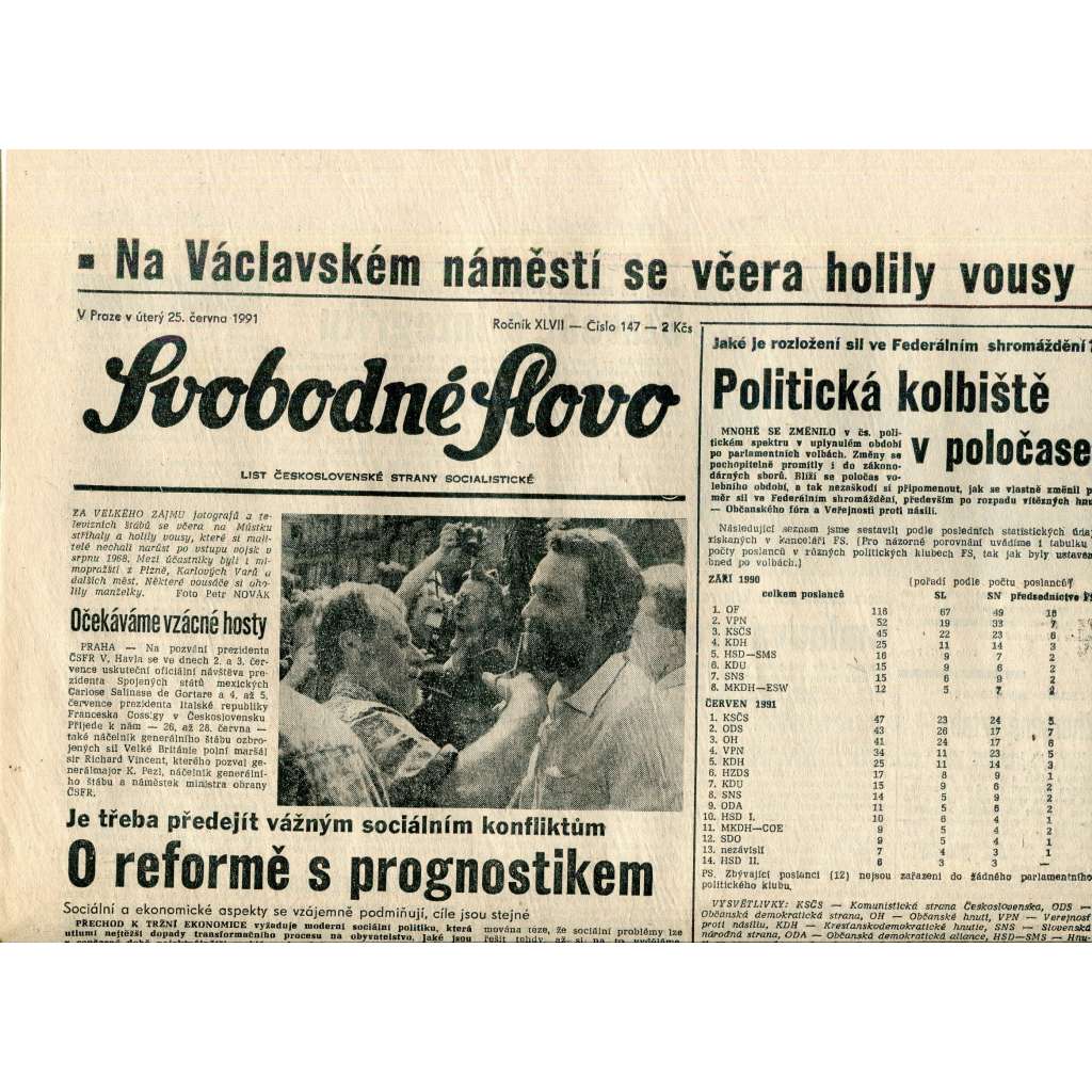 Svobodné slovo (25.6.1991) - staré noviny