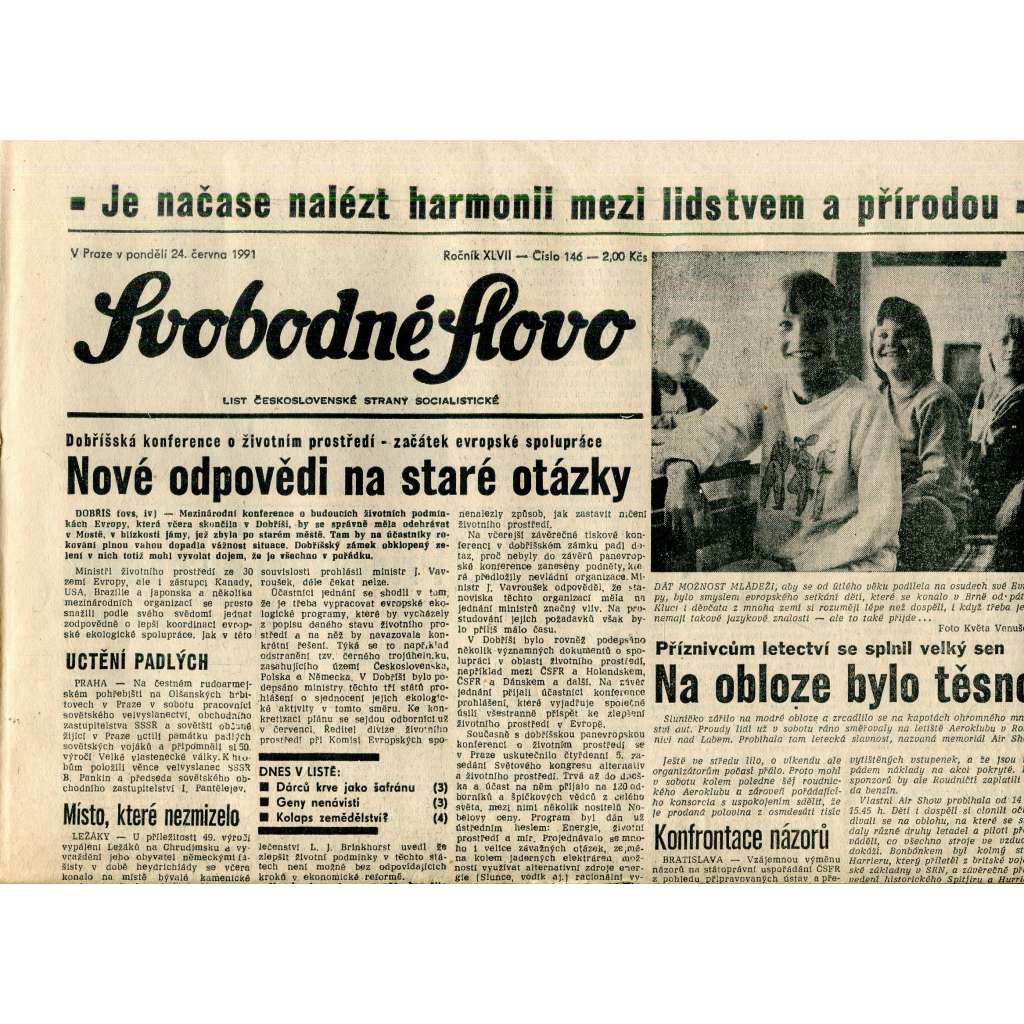 Svobodné slovo (24.6.1991) - staré noviny