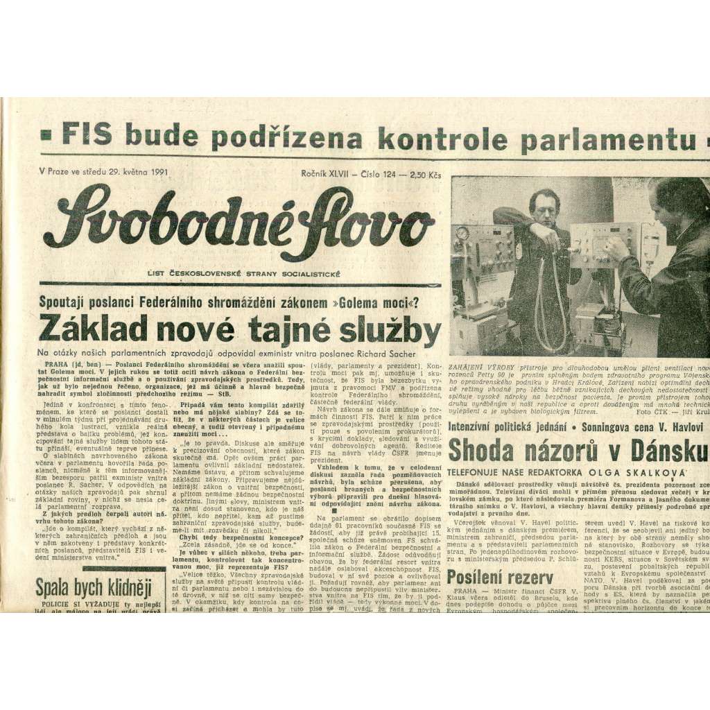 Svobodné slovo (29.5.1991) - staré noviny