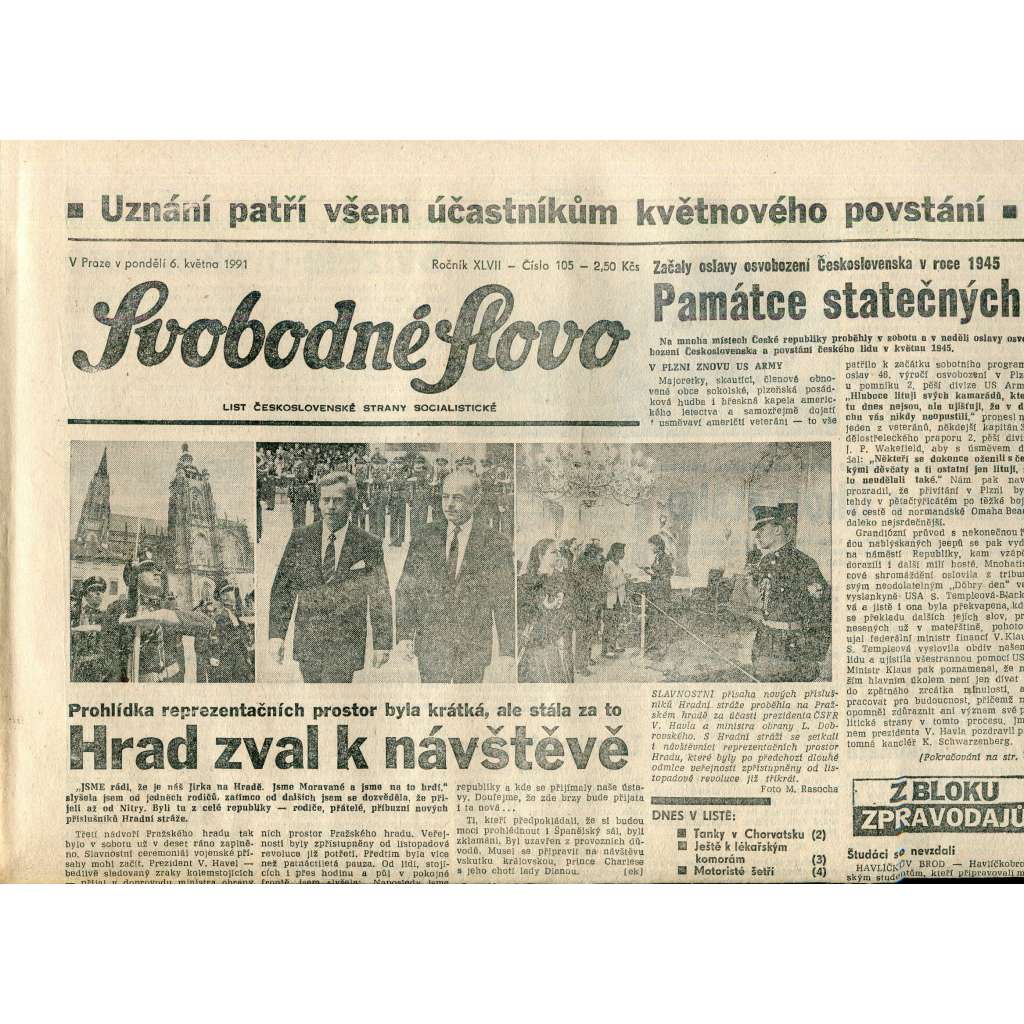 Svobodné slovo (6.5.1991) - staré noviny