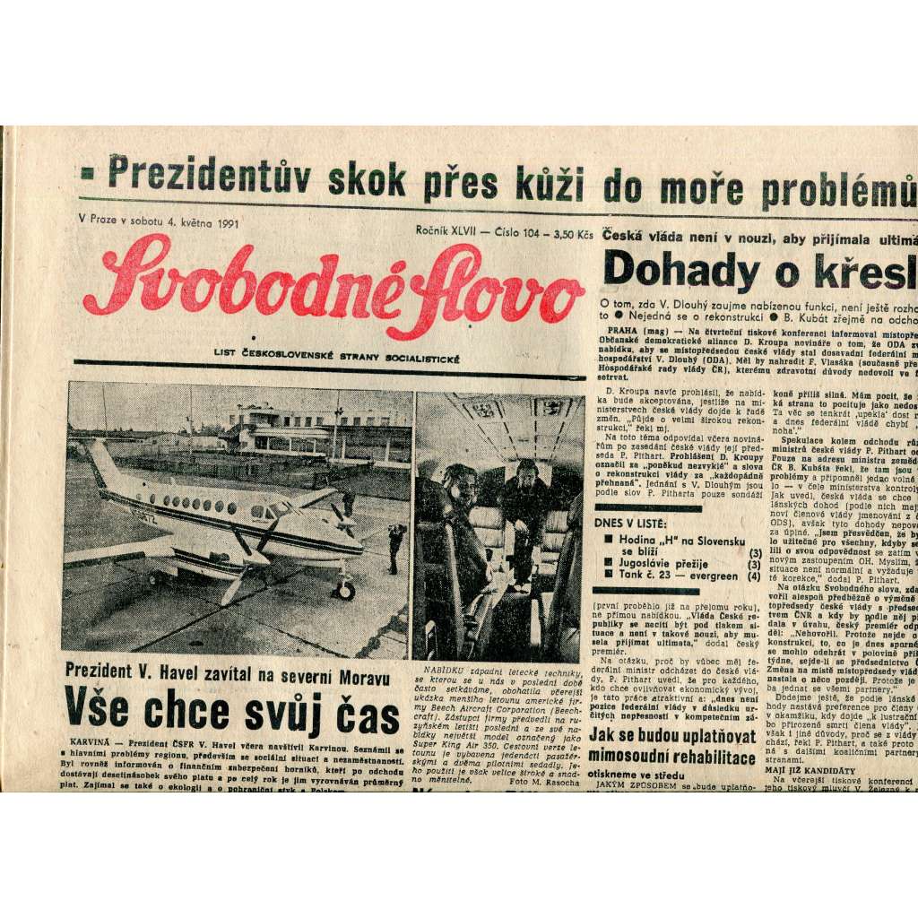 Svobodné slovo (4.5.1991) - staré noviny