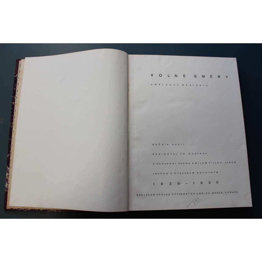 Volné směry 1929-1930, roč. XXVII. (časopis, měsíčník, malířství, sochařství, mj. P. Janák - Okna sv. Víta; A. Mercerau - H. Matisse; V. Volavka - J. V. Myslbek; Z. Wirth - J. Gočár)