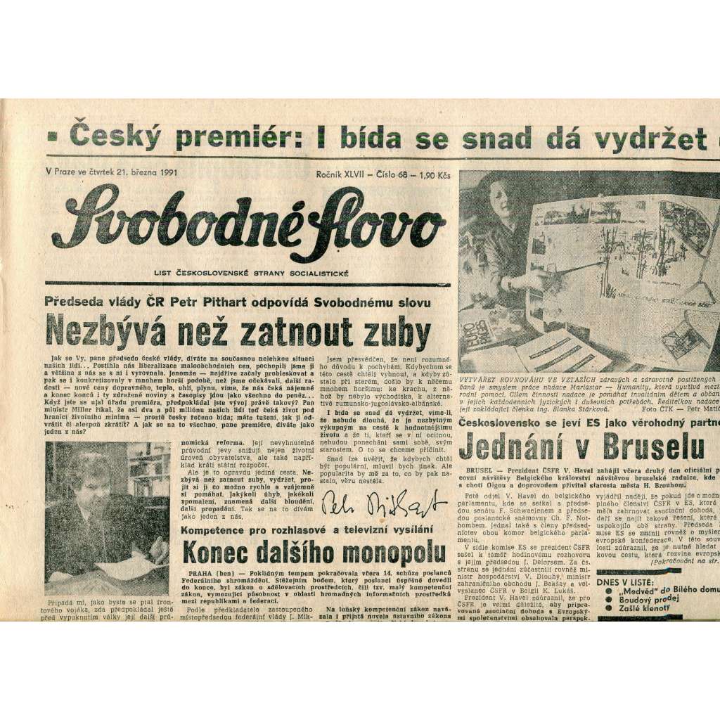 Svobodné slovo (21.3.1991) - staré noviny