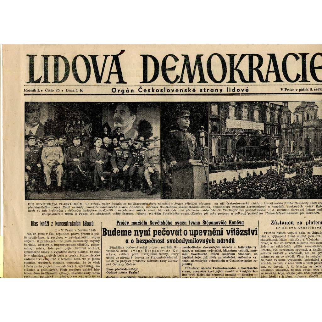 Lidová demokracie (8.6.1945) - staré noviny