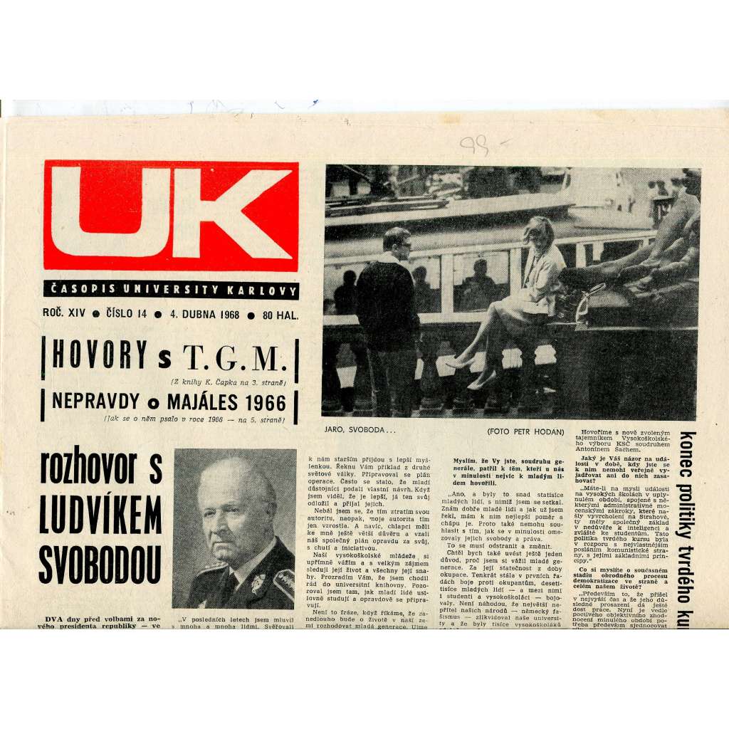 UK - časopis University Karlovy (4.4.1968) - staré noviny