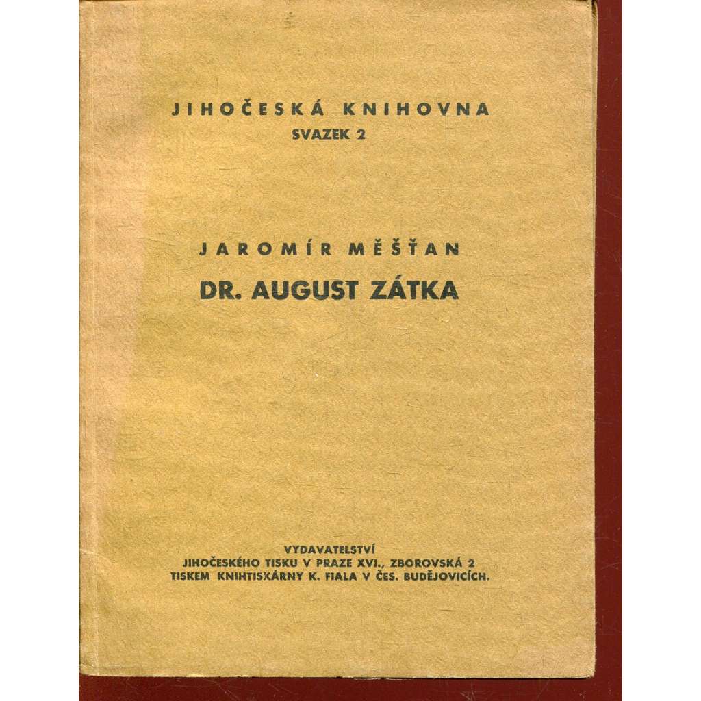 Dr. August Zátka. Náčrt ke studii